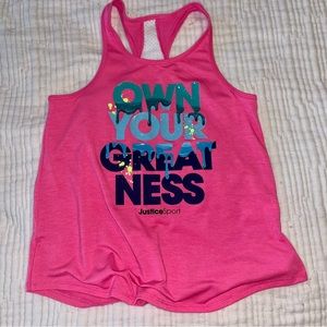 Justice girls L hot pink workout tank